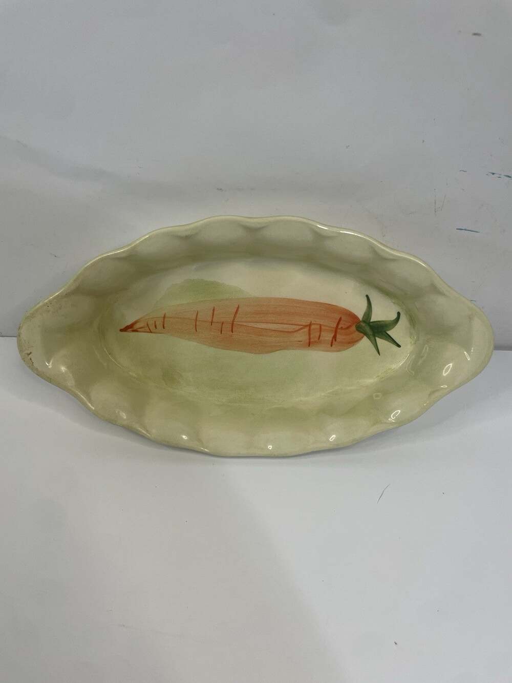 VINTAGE JRM CERAMICA ITALY HAND PAINTED CARROT OVAL BAKER SERVING DISH 11.5